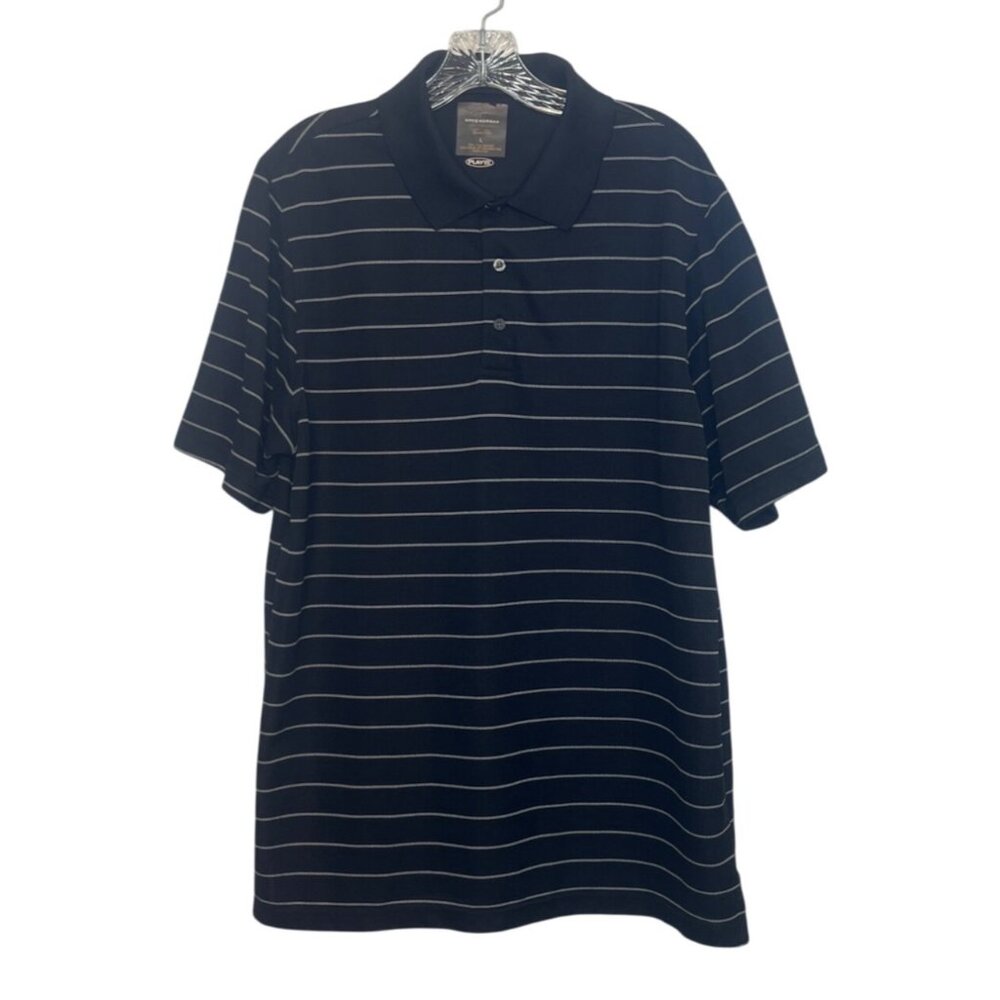 Greg Norman Tasso Elba Golf Polo Shirt Large Black Stripe